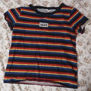 vans primary colored striped short tee shirt
